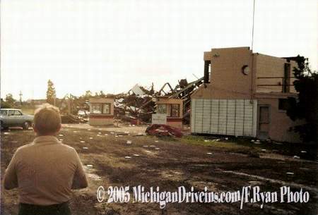 Ecorse Drive-In Theatre - Ecorse Tornado Damage July 1980 Courtesy Fryan